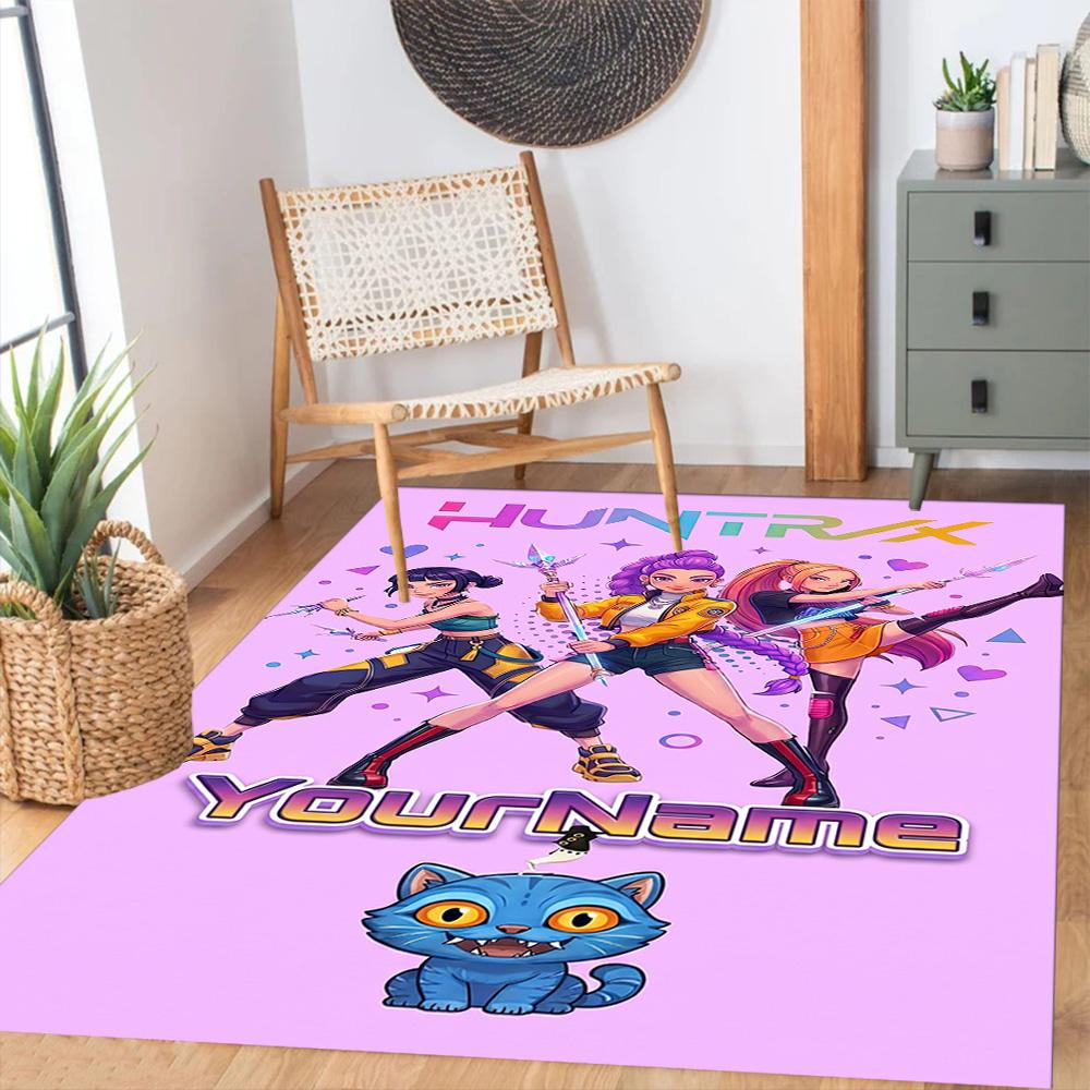 Demon Hunter Girls (2) Customize Your Name Rug, Office Chair Cushion, Home Bedroom Living Room Gift.
