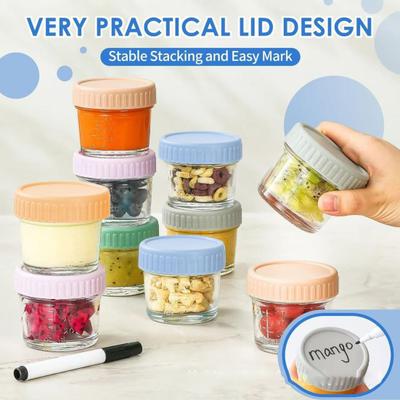 Récipient en verre pour vinaigrette, anti-fuite, 56 g, petit récipient à condiments pour boîte à lunch, sauce à tremper avec couvercle, bouteille de confiture réutilisable, cadeaux de pendaison de crémaillère