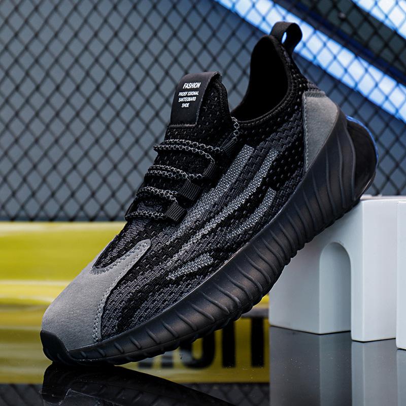 

Кроссовки Летающее Плетение Спортивная Мужская Обувь Дышащая Повседневная Универсальная Повседневная Обувь Тренд Сетка Кокосовый Попкорн Мужская 39 чёрный