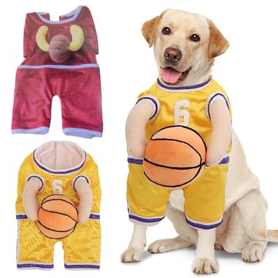Hunde-Basketball-Kostüm mit Ball, Hunde-Basketballspieler-Kleidung, Haustier-Outfit, Halloween-Hundebekleidung für Partys, Alltagskleidung