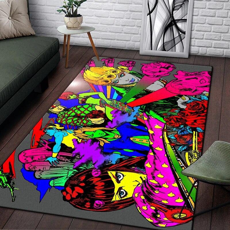 Jojo Anime Beautiful Painting Carpet for Living Room Large Area Rug Black Soft Carpet Home Decoration Mats Boho Rugs Picnic