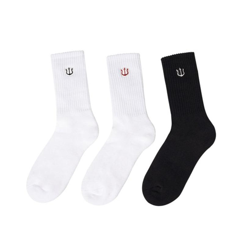 

VERUTUM AC-SC003W : Trident Logo Crew Socks Black and white