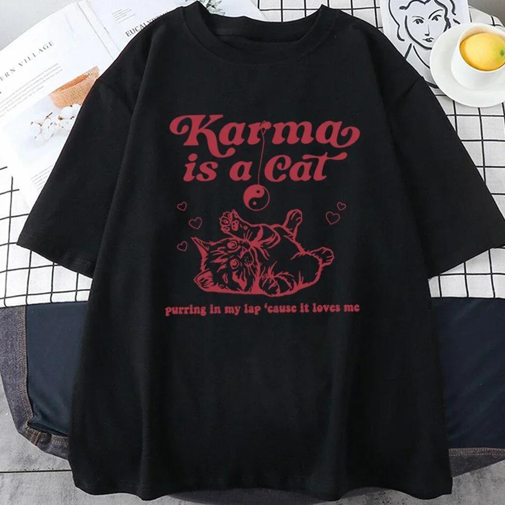 Karma Cat 2024 Taylor Midnight Album Short Sleeve T-Shirt for Women, Midnight Meeting Top
