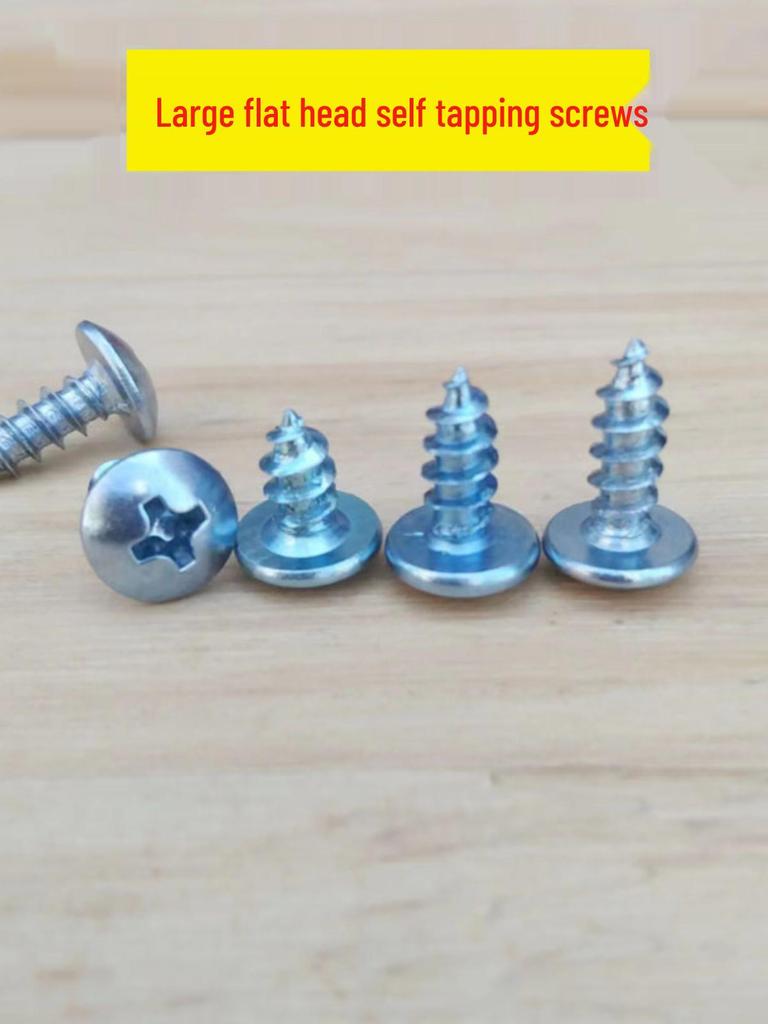 M4M5 Large Flat Head Galvanized Self-Tapping Phillips Wood Screws, Pan/Round Head