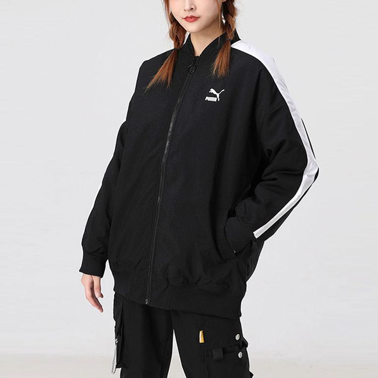 Puma Classics Bomber Jacket With Logo And Warm Patchwork Design Women Jackets Black 530275-01