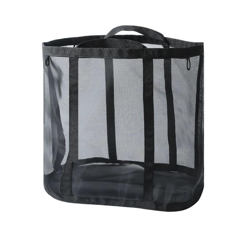 

Laundry Bags Hamper Bag with Handles Portable &Collapsible Dirty Clothes Mesh Basket Foldable for Washing Storage Dorm or Travel чорний