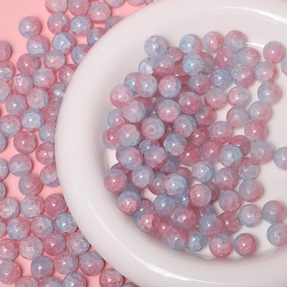 Yori 40pcs 10mm Imitation Crack Glass Beads Round Loose Spacer Beads for Jewelry Making DIY Bracelets Phone Chain Accessories