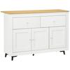 Credenza da cucina con 2 cassetti, 3 ante e ripiano regolabile, per cucina, sala da pranzo, soggiorno, 117 x 35 x 80 cm, bianco