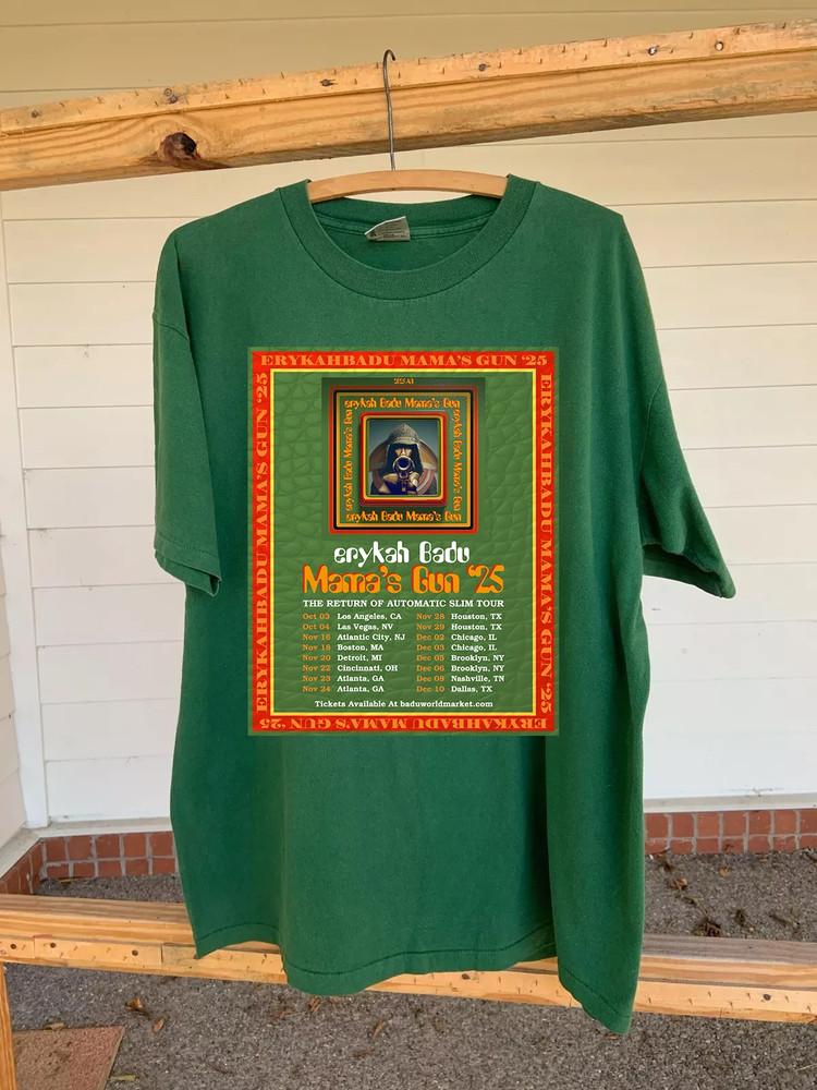 Erykah Badu The Return Of Automatic Slim Tour Maglietta Taglie Complete S-5XL K1042 Maglietta Unisex