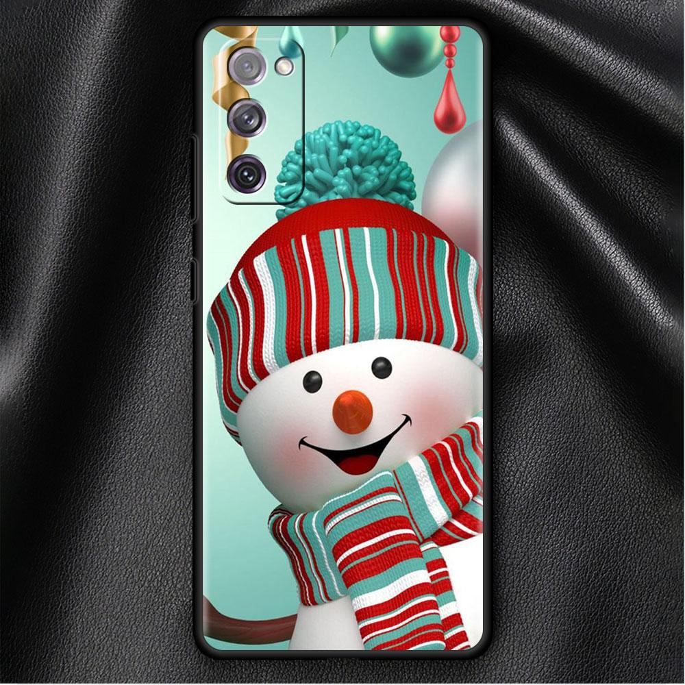 Bumper Case For Samsung Galaxy S22 Ultra S21 FE S20 Plus S10 Lite Phone Cover S10e S9 S8 S7 Silicone Funda Christmas Snowman Sac