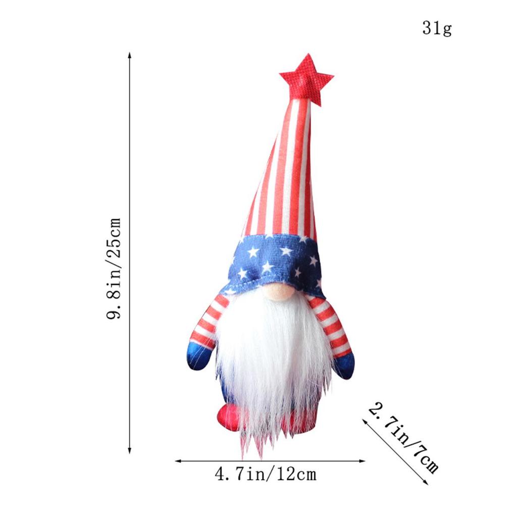 Patriotic Flag Dwarf Doll: Striped Faceless Ornament for Independence Day