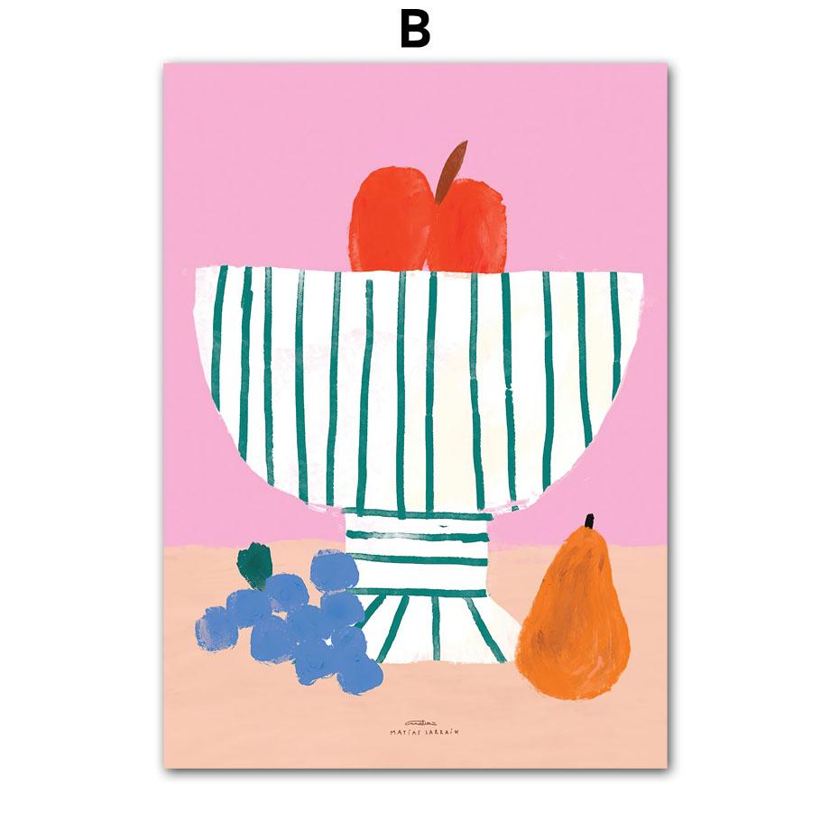 Μινιμαλιστικό Βάζο Λουλουδιών Μπολ Φρούτων Πουλί Αφηρημένο Μποέμ Αφίσες Και Εκτυπώσεις Τέχνη Τοίχου Ζωγραφική σε Καμβά Εικόνες για Διακόσμηση Σαλονιού