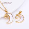 18K Real Gold Plated Zircon Star with Shell Moon Pendant For Necklace Making,Star Crescent Charms DIY Jewellery Making Supplies