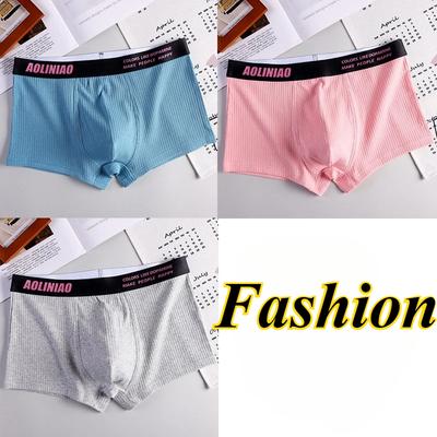 Herren Boxershorts mit Gewinde Sexy Baumwollunterhosen Trunks Homme U Konvexe Unterwäsche Ausbuchtungstasche Slips Hüfttief
