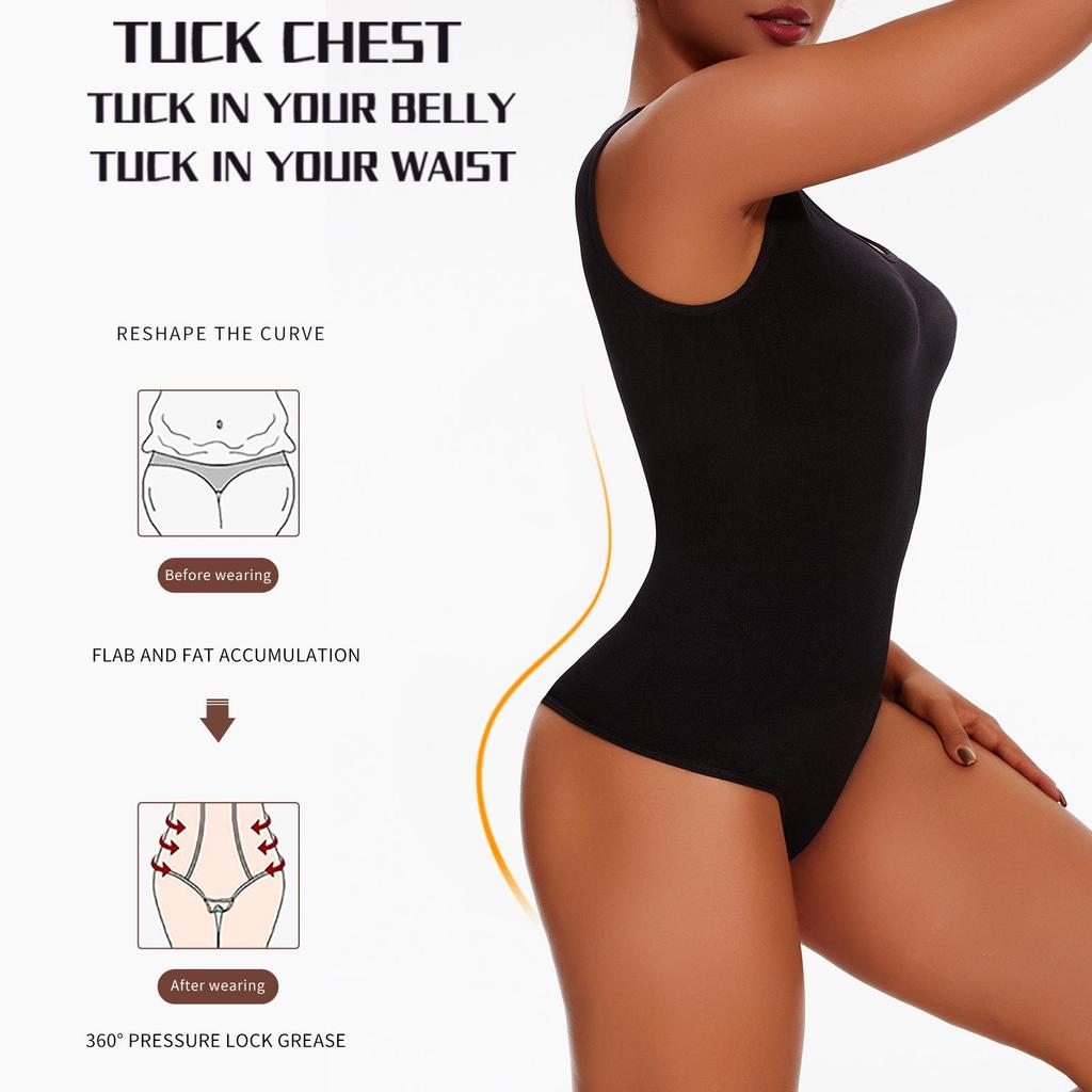 European & American Style Shaping Thong Bodysuit: Wide Strap, Tummy Control, Open Crotch, Butt Lifting, Strappy Bra, Bust Support
