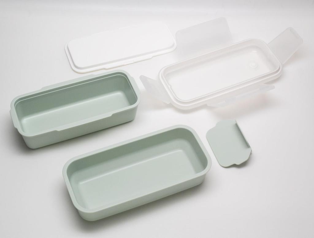 OSK Pale Color Lunch Green Dishwasher and Microwave Safe with Dividers Two-Tier Box, [HPCW-600D]