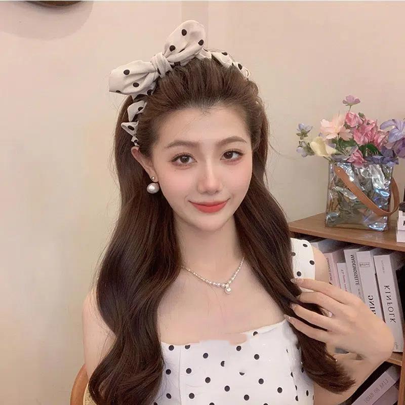 Elegant Polka Dot Bow Toothed Hairband For Women Girls Sweet Hair Ornament Headband Hair Hoop  Hair Accessories Gift