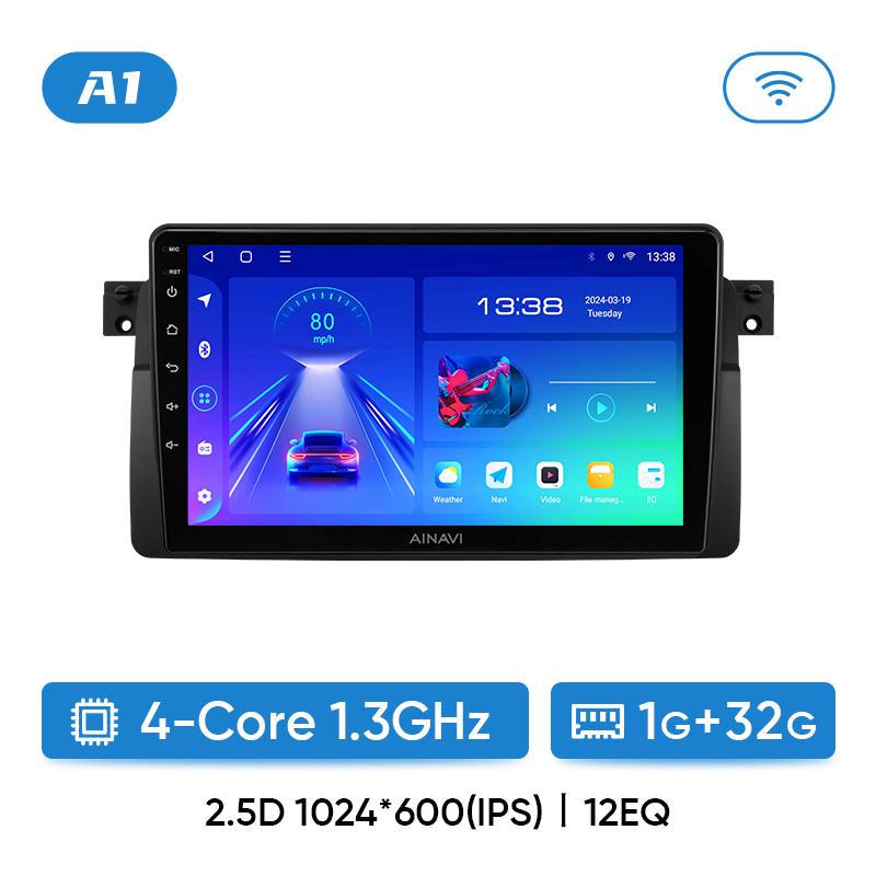 

Автомобильное радио Ainavi для BMW E46 M3 318/320/325/330/335 Беспроводной CarPlay Android Auto 4G Мультимедийный проигрыватель GPS 2 Din Автомагнитола