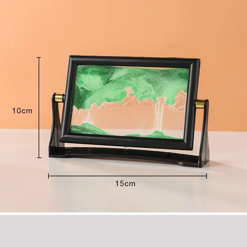 Creative Moving Sand Art Painting Square Glass 3D Deep Sea Sandscape Quicksand Hourglass Rotatable Flowing Sand Home Decor Gifts