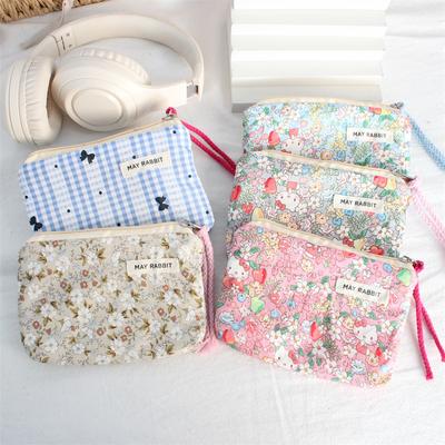 Floral Coin Purse for Women Fresh Mini Makeup Bag Pouch Lipstick Case Zipper Wallet Card Holder Small Cosmetic Organizer