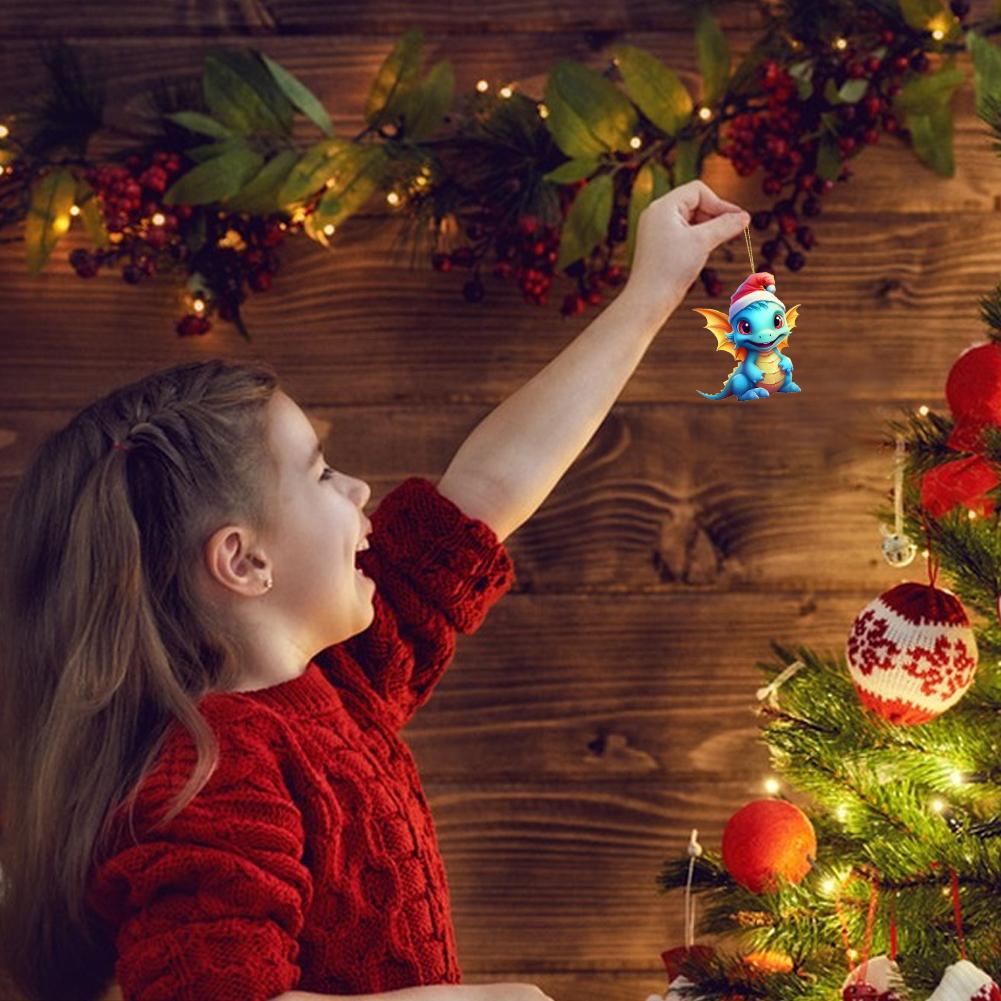 Christmas Dragon Ornaments Christmas Anime Flying Dragon Pendant Cartoon Lovely Dragon Figurines Home Decor