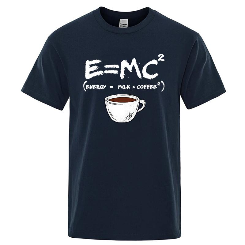Cotton Men's T-shirt Casual Funny Energy=Milk+Coffee Print Men Cool Loose O-neck Tops for Men Short Sleeve Male Tees