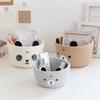 Sturdy Handwoven Cotton Rope Storage Basket with Adorable Pandas Designs Portable for Household Use Organization Items
