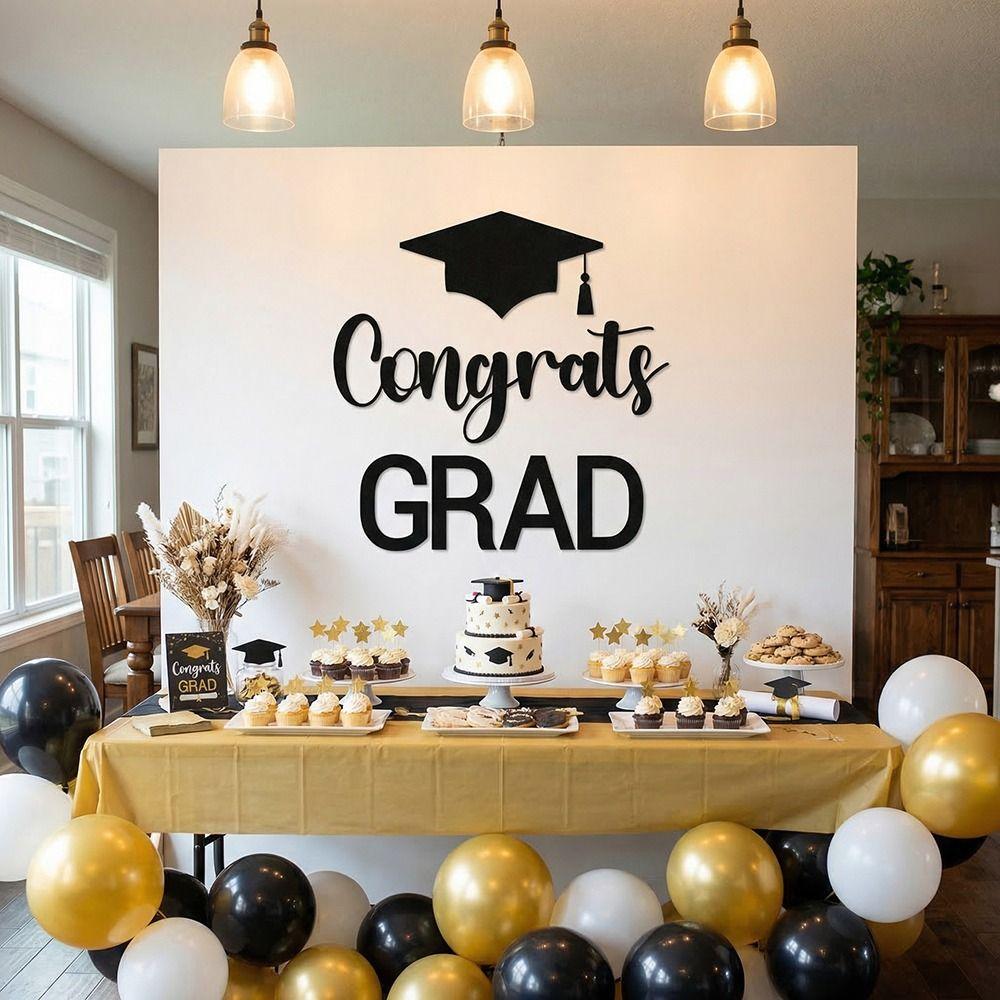 Felt Material Congrats Grad Letter Sign Sticker Graduation Party Backdrop  Home Decoration