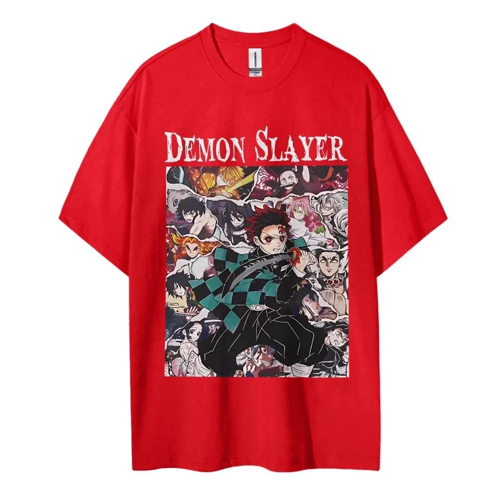 Hot Sale Demon Slayer Japanese Hot-blooded Anime Classic Loose Casual Oversized Short-sleeved Comfortable Soft Cotton Summer New Tee Oversized Top