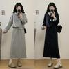 Spring 2026 Plus Size Women's Korean Casual Patchwork Hoodie & Skirt Set
