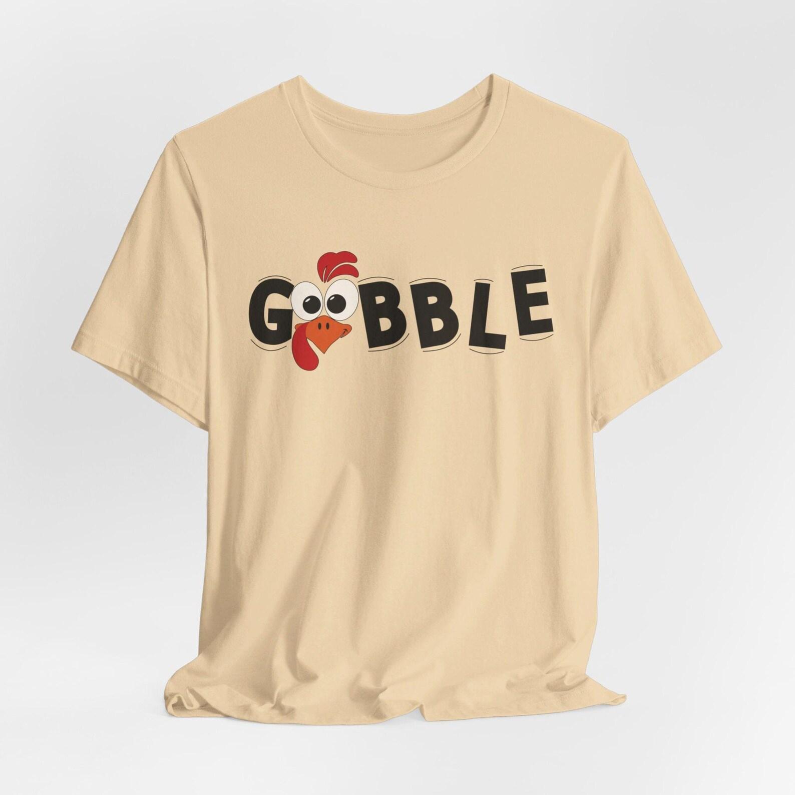Gobble Turkey Face Thanksgiving T-Shirt | Unisex Fall Tee L