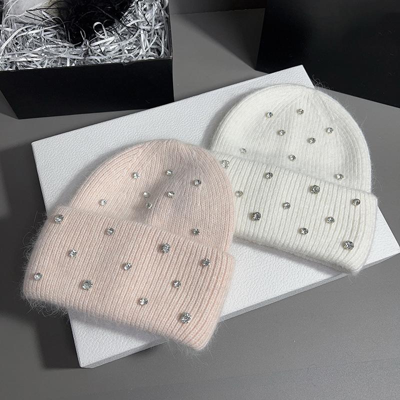 Čepice Kamínky Dámská Zimní Angorová Pletená Čepice Podzimní Hřejivý Měkký Doplněk Do Chladného Počasí Sport Lyžování Venkovní Dovolená