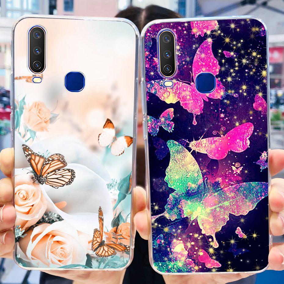 For Vivo Y12 1904 1940 Phone Case Fashion Butterfly Painted Soft Silicone TPU Cover For Vivo Y17 Y15 Y12 1902 1901 Bumper