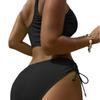 Nové evropsko-americké sexy jednobarevné bikiny s rozparkem a zavazováním pro ženy