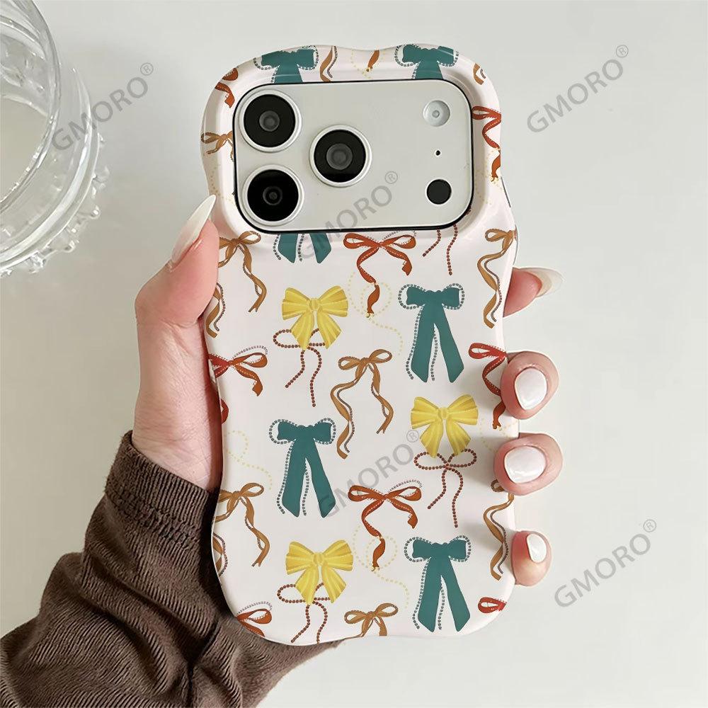 Contrasting Macaron Bow Mobile Phone Case iPhone12 Fashion Women's Wave 2-in-1 Film Shell Apple 17