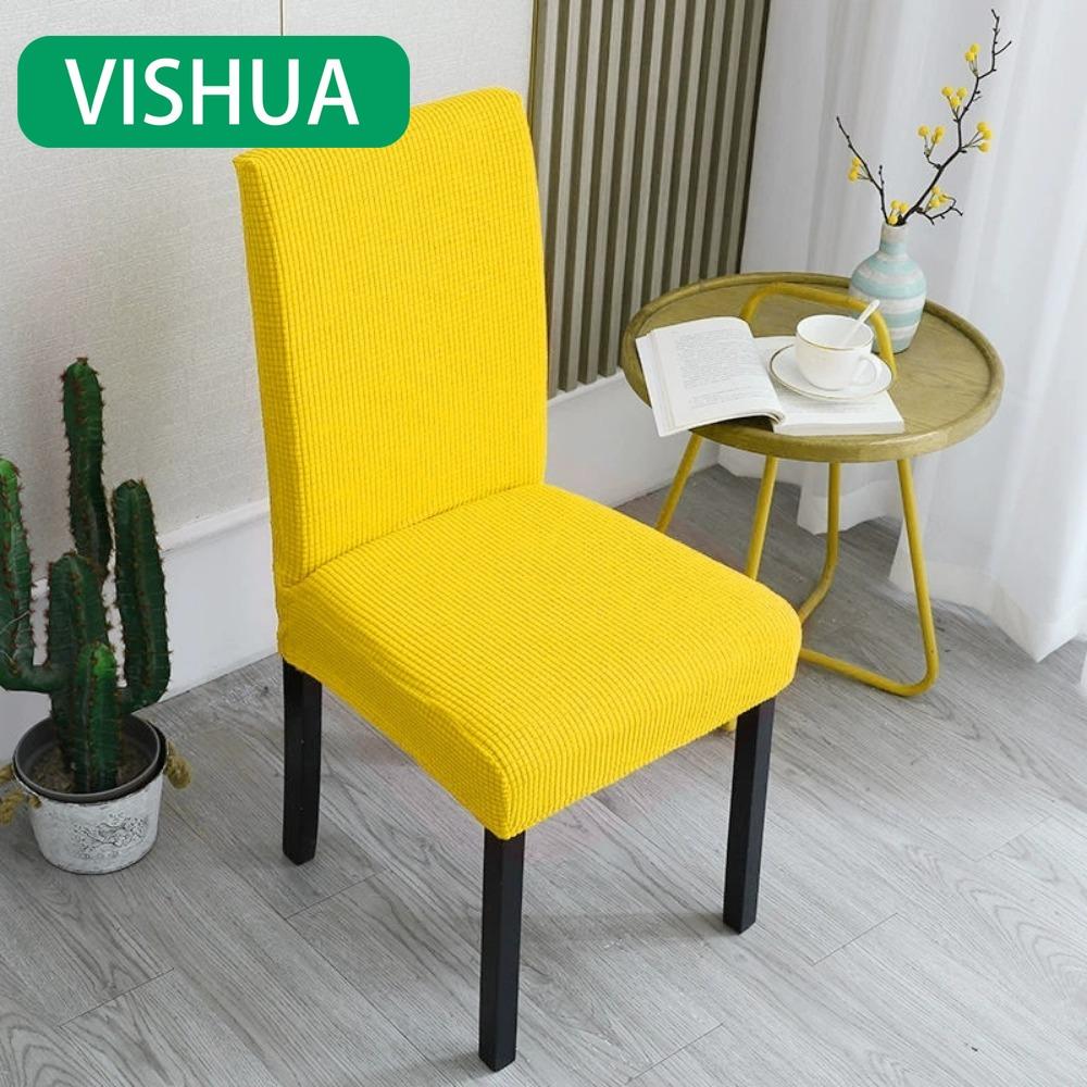 Universal-Passform Stretchstoff Stuhlbezug mit verdicktem Kissen für Esszimmerstühle und Hocker