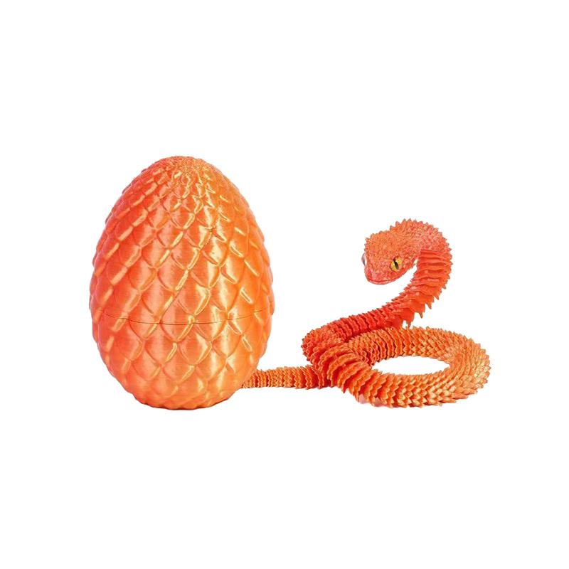 30cm 3D Printed Snake With 8.5cm Egg Mobility Simulate Snake Ornament Cool Funny Figurine For Home Office Desktop Home Decor