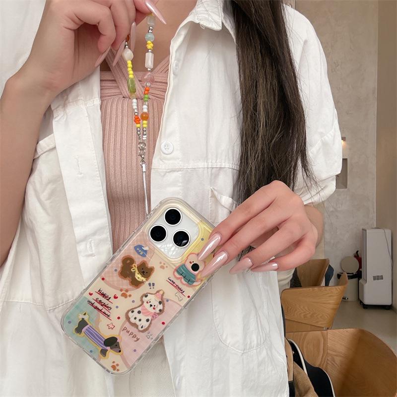 Colorful Polka Dot Puppy Case for iPhone 17/16 Pro Max/15/14 - Cute and Stylish Cover for Girls