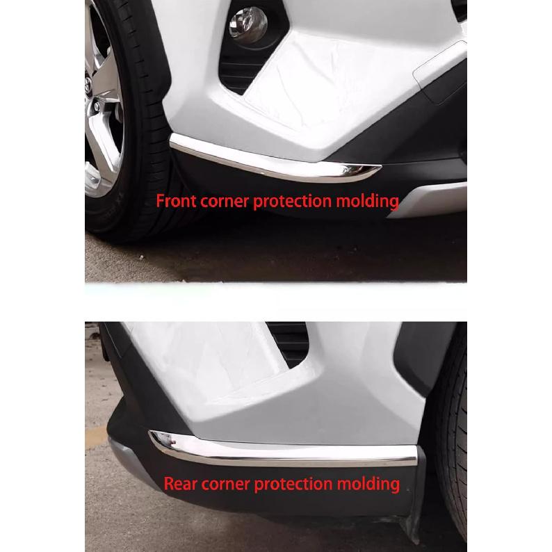 Accessoires de voiture compatibles avec Toyota RAV4 2019-2025 Ensemble de 4 pièces de protections d'angle de pare-chocs avant+arrière Extérieur