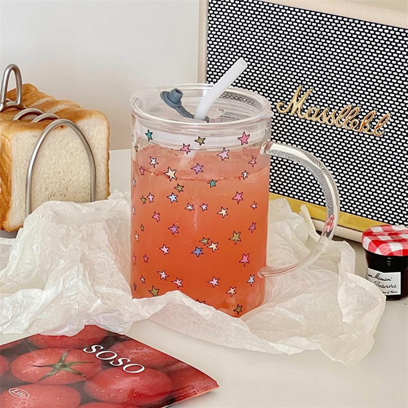 1000ml Large Glass Cup Tumbler With Lid Straw For Ice Coffee Tea Juice Beer Cute Glass Mug Water Bottle Aesthetic Drink Bottle