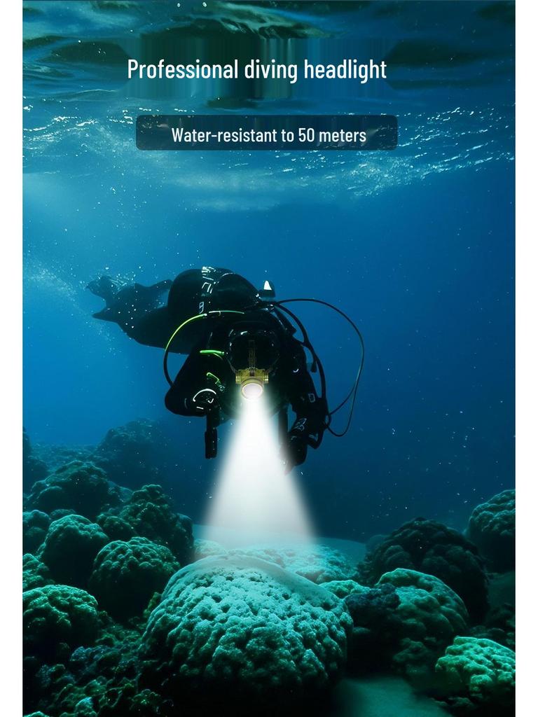 Diving Strong Light Waterproof Headlamp - Ultra Bright Head-Mounted Flashlight for Outdoor and Underwater Adventures