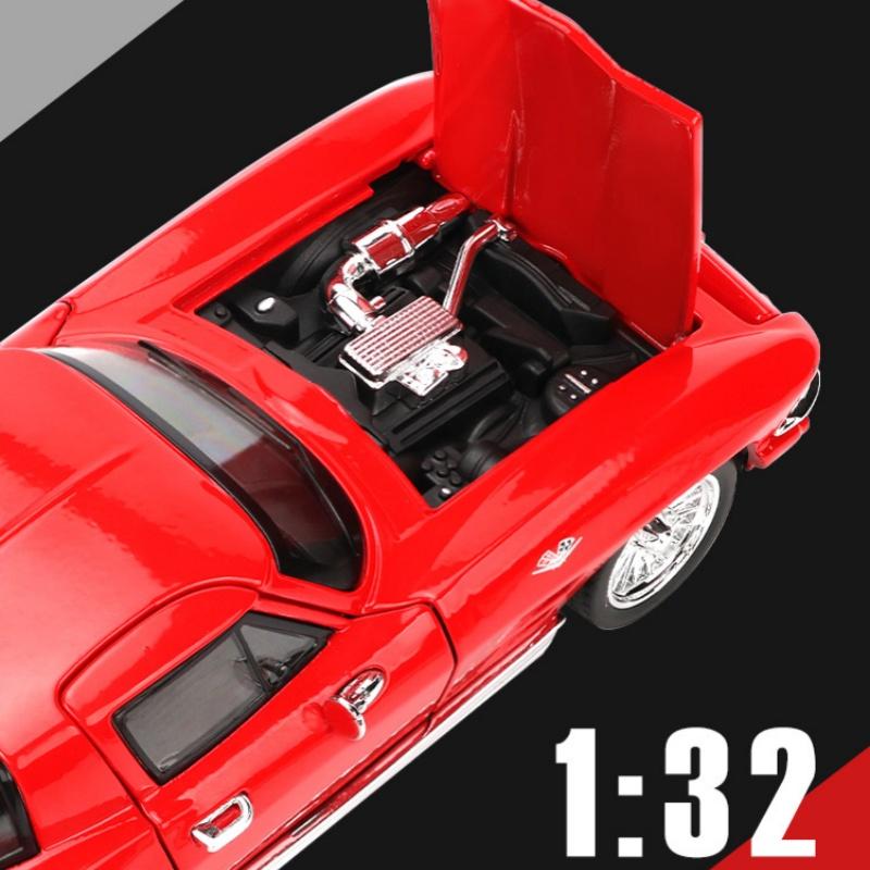 1/32 Corvette C2 Sting Ray Alloy Sports Car Model Diecasts Metal Classic Racing Car Vehicles Model Sound and Light Kids Toy Gift