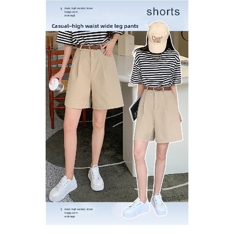 Women's Cotton-Linen Work Shorts, Summer 2026 New High-Waisted A-Line Wide-Leg Shorts