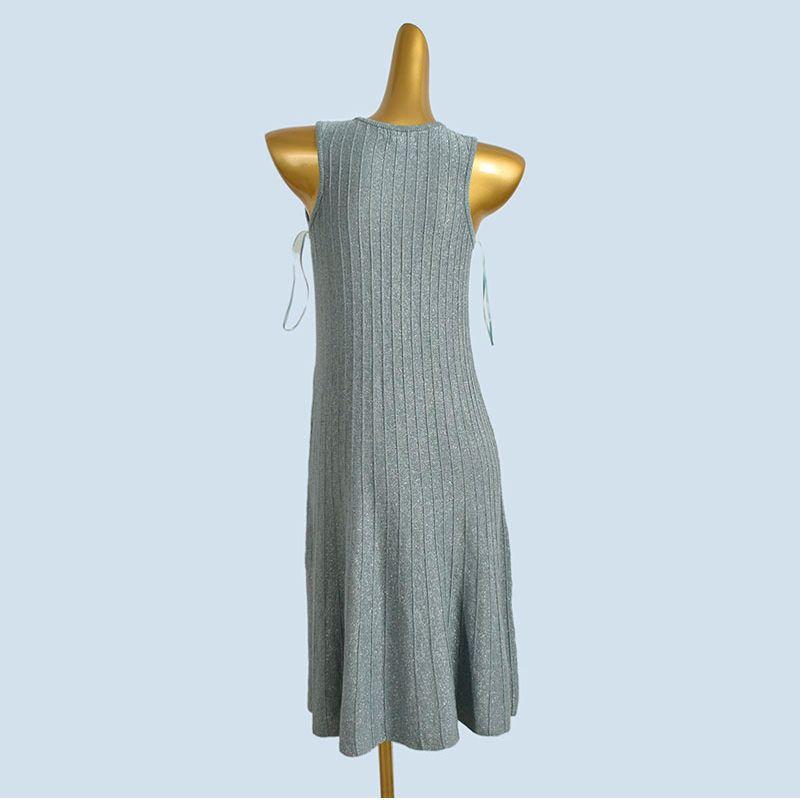 Foreign Trade Order French Style Round Neck Sleeveless Knitted Loose Dress Women Summer New Slim Fit Slimming Bright Silk A Word Long Dress