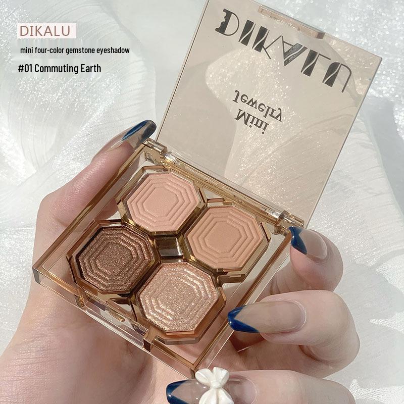 Dazzling Gem Mini Eyeshadow Palette: Shimmer, Matte, Glitter, Sequin - Long-Lasting, Portable, Student-Friendly.
