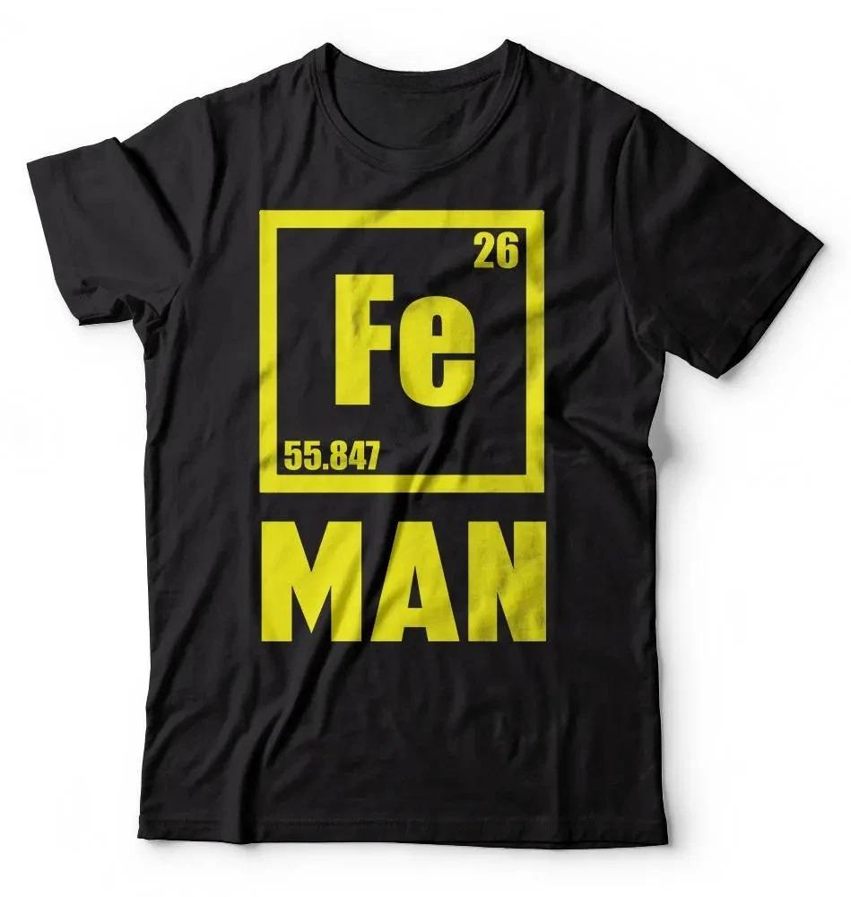 Fe Man Tshirt Iron Chemical Element Tshirt Breathable and Soft Comfortable Fashionable Cotton Street Hip Hop Mens Clothing