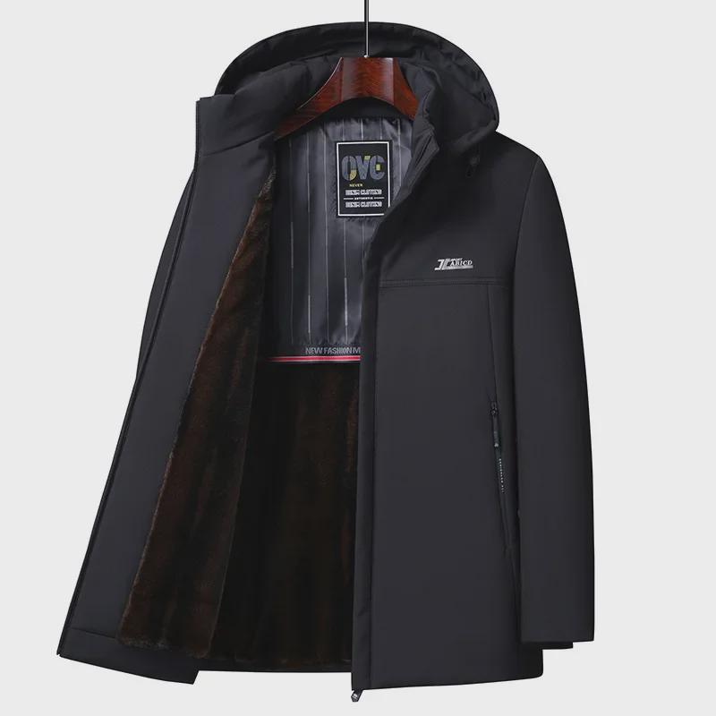 Men's Thickened Plush Cotton Winter Coat - Middle-aged & Elderly Casual Wear