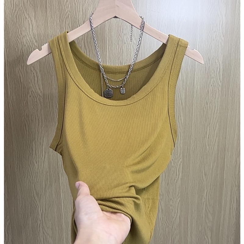 Spring and Summer New Wide Shoulder Vest Women's Big Collar Simple Base Inner with Small Vest Women's Sleeveless Vest