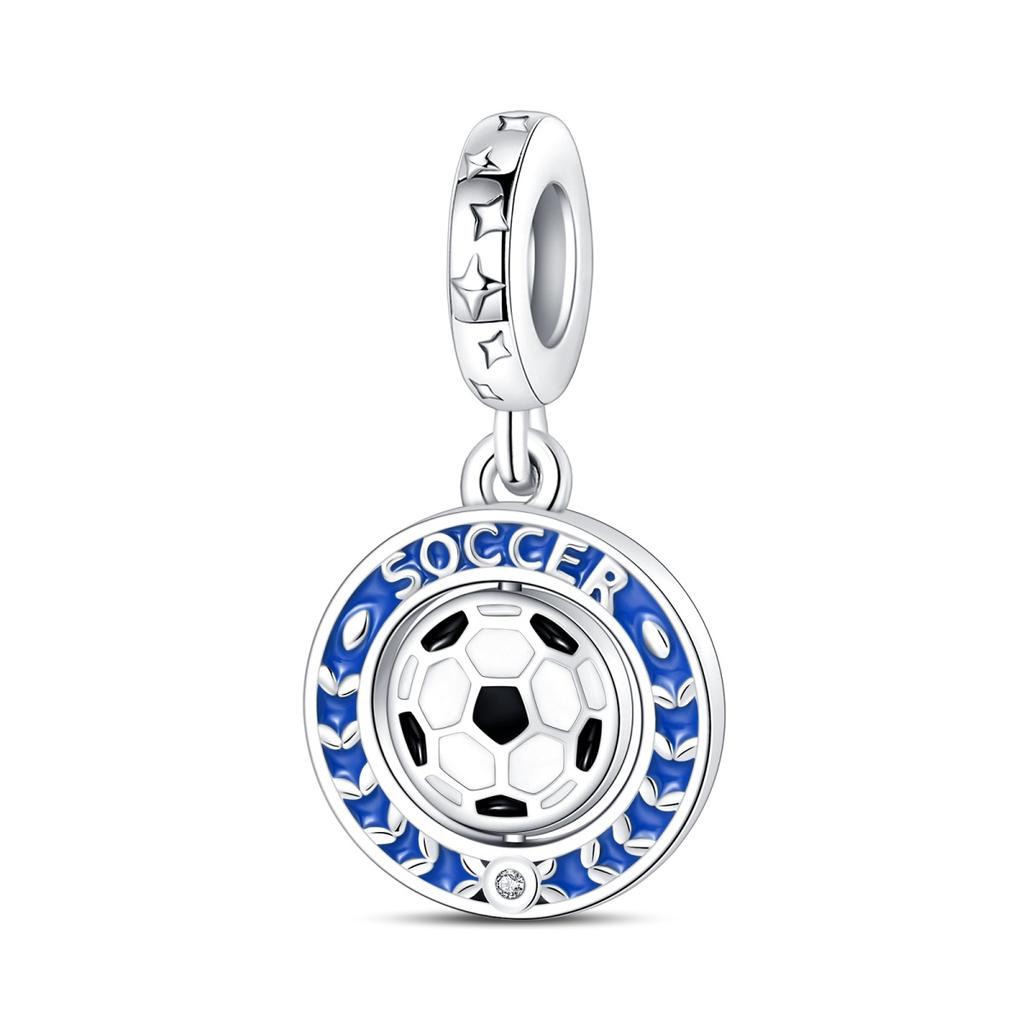 925 Silver Plated Soccer Ball Champion Cup Charms Beads Fit 3mm Bracelets DIY Football Jewelry Gift