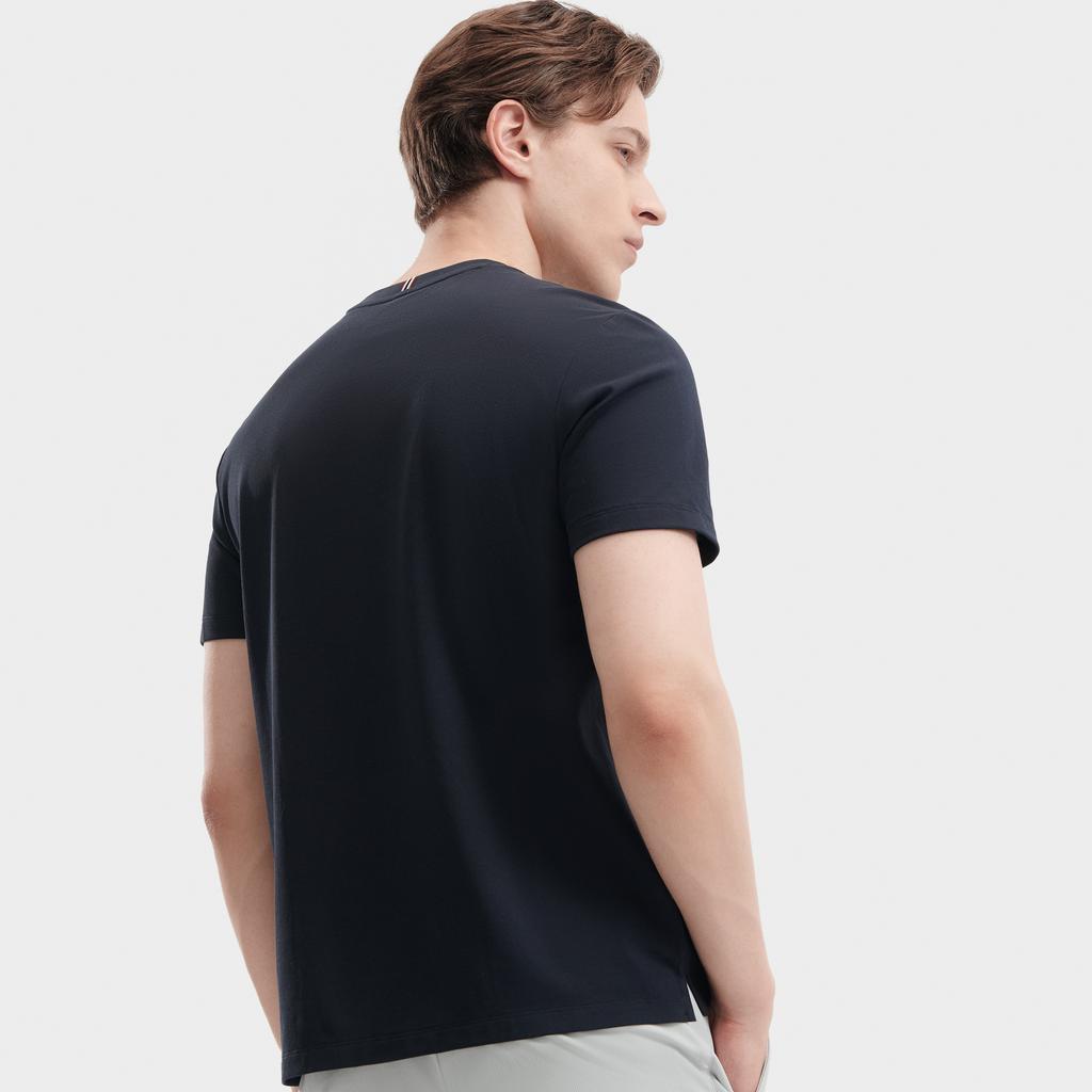 FILA Solid Color Round Neck Thin Short Sleeve T-Shirt Men Tops Legendary-Blue F11M421119FNV